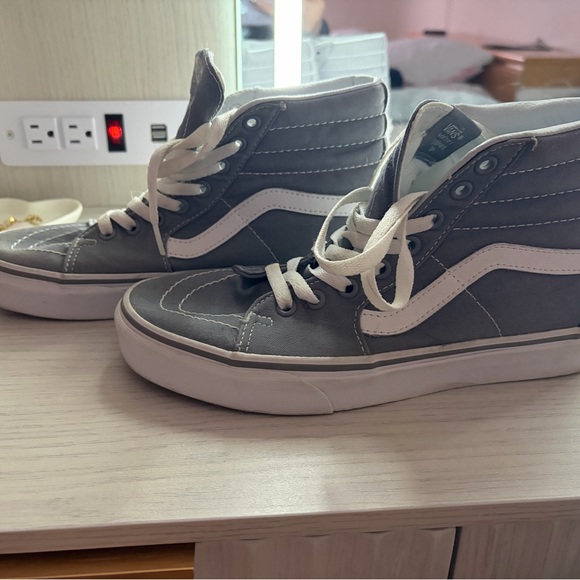 Vans Shoes - Vans White and Gray High-Top Skate Sneakers
